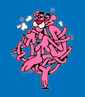 Camiseta TYS Manga Corta Pantera Rosa Dibujo Animado