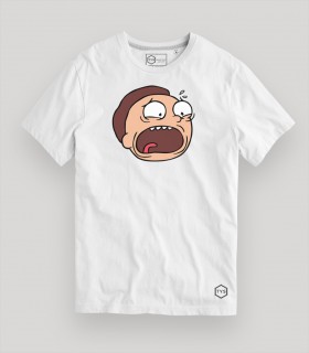 Camiseta tys blanca manga corta cara rick morty