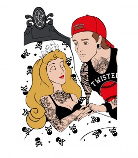 Camiseta TYS unisex manga corta Princesas Disney Príncipe Tattoo
