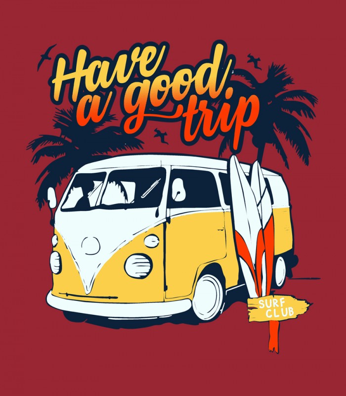 Camiseta tys roja Furgoneta Van Surf Trip