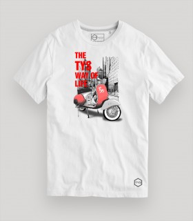 Camiseta tys blanca Vespa Clásica vive la ciudad