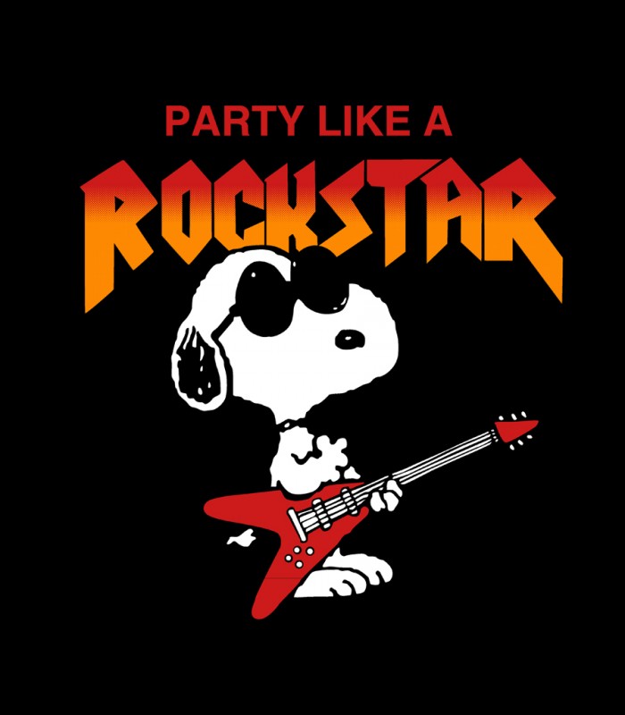 Camiseta tys negra Snoopy Party Like a Rockstar