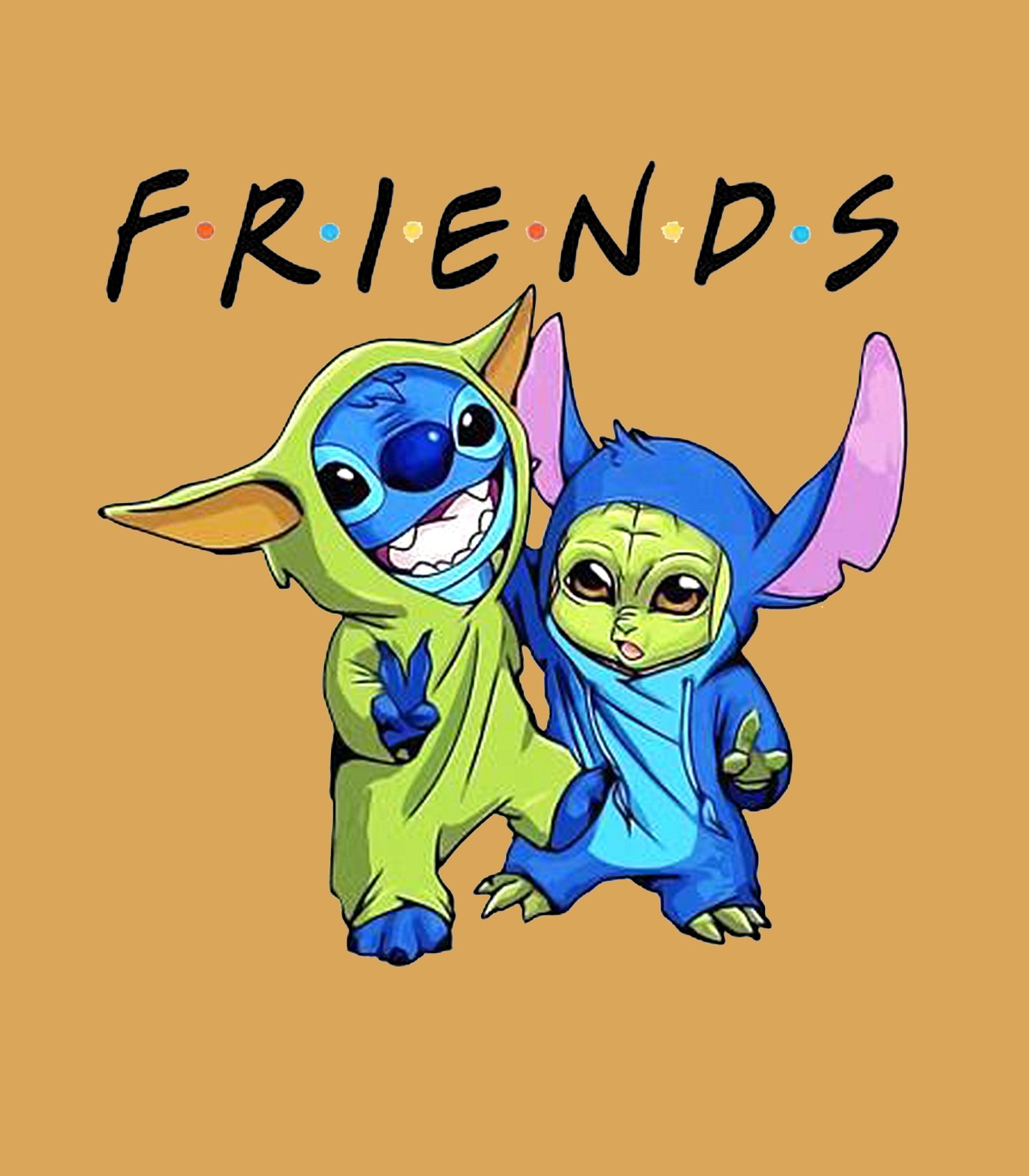 Camiseta Amigos Baby Yoda Niño y Stitch - Camiseta Estampada