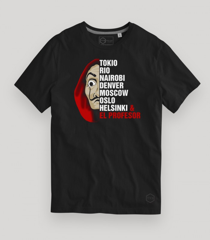 Camiseta tys Máscara Dalí Nombres Casa de Papel el Profesor