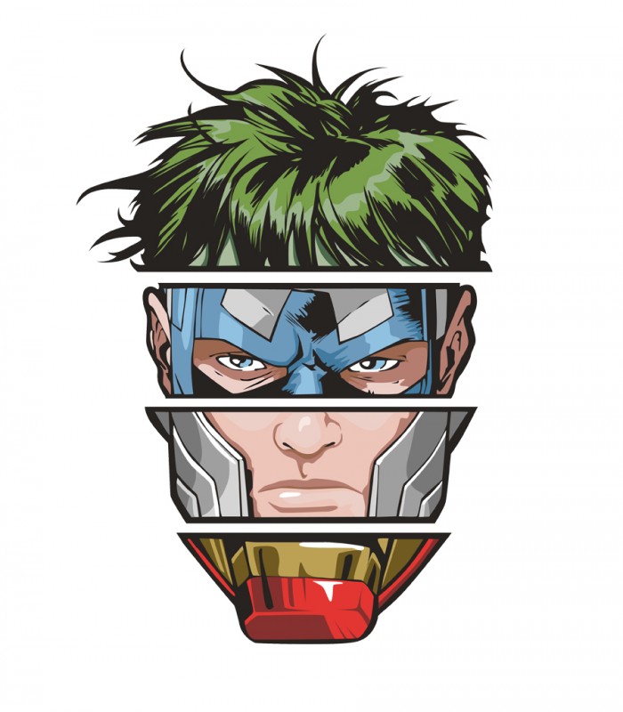 Camiseta tys caras superhéroes marvel comics