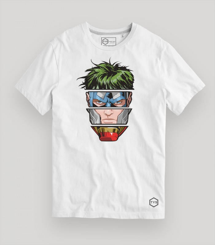 Camiseta tys caras superhéroes marvel comics