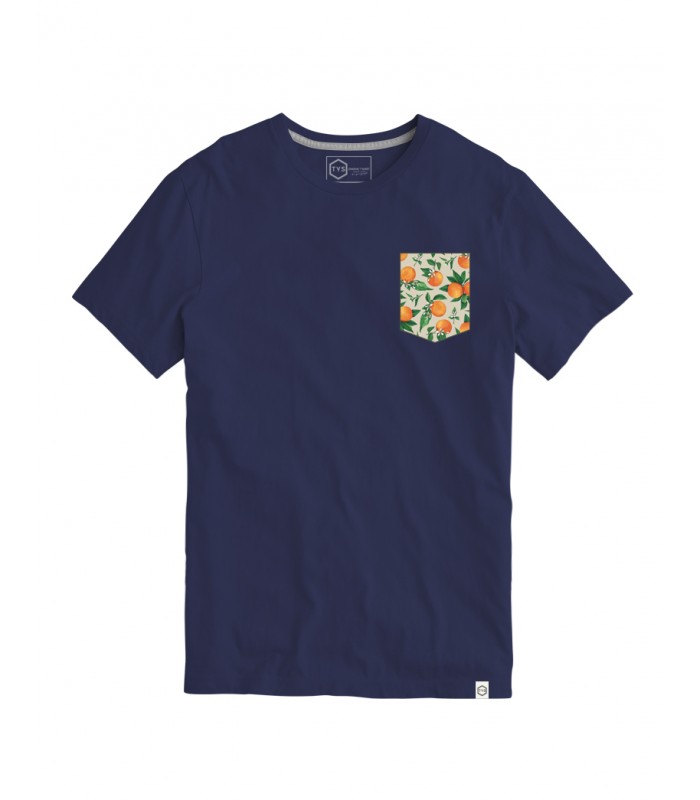 Camiseta Survenir Bolsillo Naranjas Toronja Azul Marino