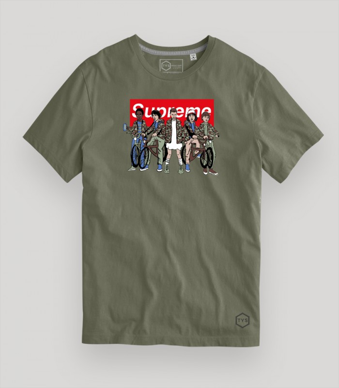 Camiseta unisex TYS Pandilla Stranger Things bicis Supreme