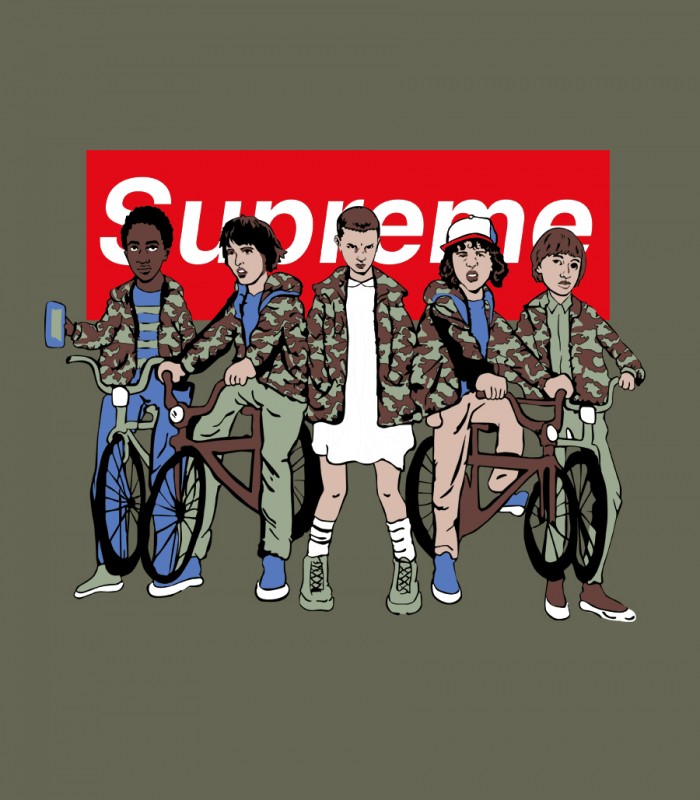 Camiseta unisex TYS Pandilla Stranger Things bicis Supreme