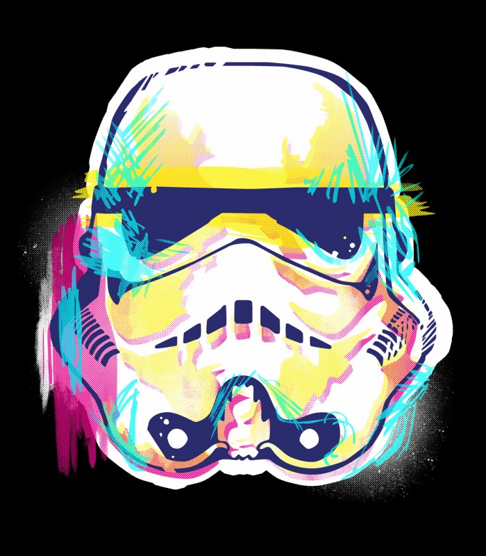 Camiseta TYS Casco Stormtrooper Ilustración Película Star Wars Negra