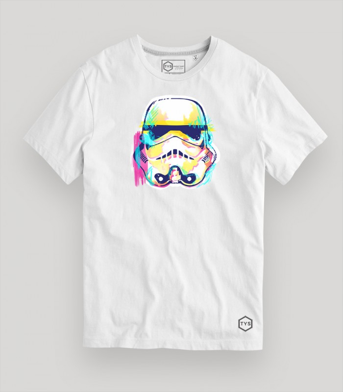 Camiseta TYS Casco Stormtrooper Ilustración Película Star Wars Blanca