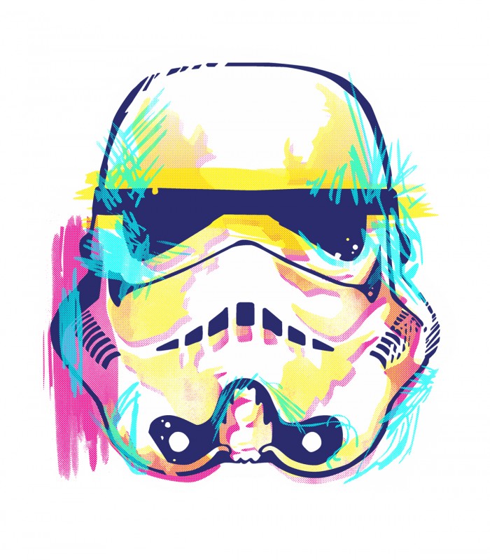 Camiseta TYS Casco Stormtrooper Ilustración Película Star Wars Blanca