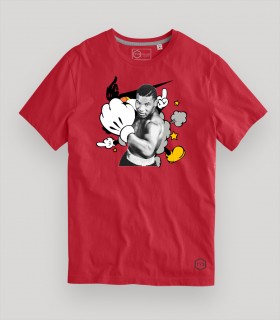 Camiseta TYS Manga Corta Mike Tyson con Puño de Mickey Mouse Roja