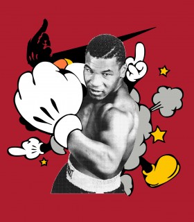 Camiseta TYS Manga Corta Mike Tyson con Puño de Mickey Mouse Roja
