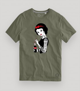 Camiseta TYS Manga Corta Color Kaki verde Blancanieves Tattoo