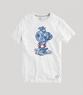 Camiseta TYS Manga Corta Blanca Diseño Genio Tatuado de Película Aladdin en Verano con Salvavidas