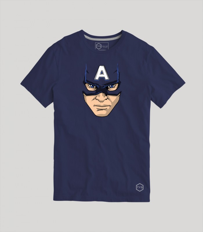 Camiseta TYS Manga Corta Azul Marino Capitán América Superheroes Marvel