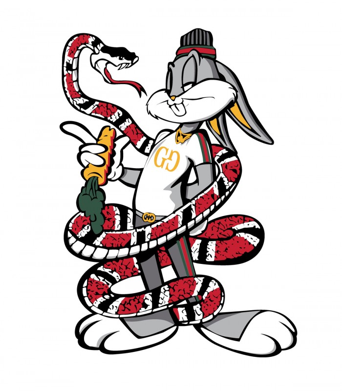 Camiseta TYS Manga Corta Blanca Bugs Bunny Snake Gucci Fake