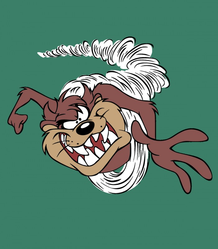 Camiseta TYS Manga Corta Verde Demonio de Tasmania Taz Looney Tunes Dibujo Animado