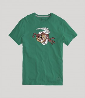Camiseta TYS Manga Corta Verde Demonio de Tasmania Taz Looney Tunes Dibujo Animado