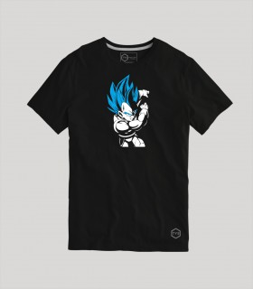 Camiseta TYS negra manga corta Goku Dragon Ball Super Saiyan cresta azul