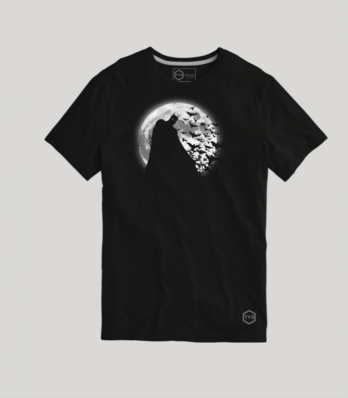 Camiseta manga corta TYS Batman Caballero Oscuro sombra luna NEGRA