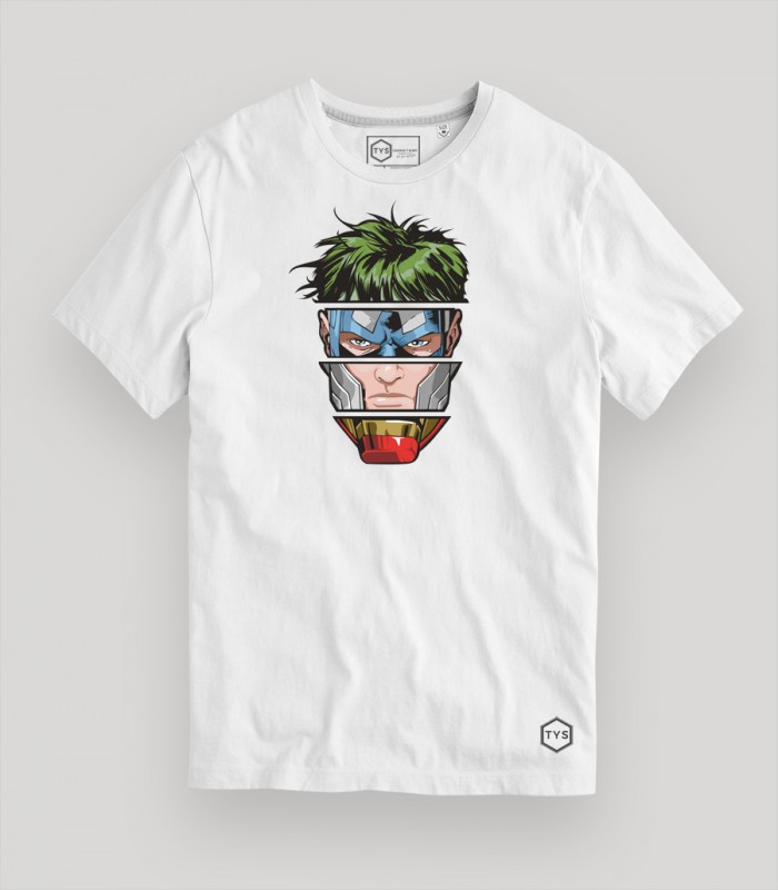 Camiseta tys caras superhéroes marvel comics