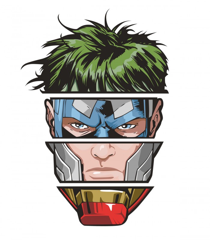 Camiseta tys caras superhéroes marvel comics