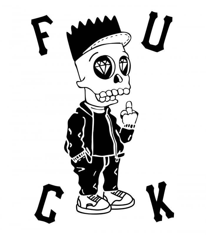 Camiseta TYS Bart Simpson skull calavera fuck serie TV dibujos animados