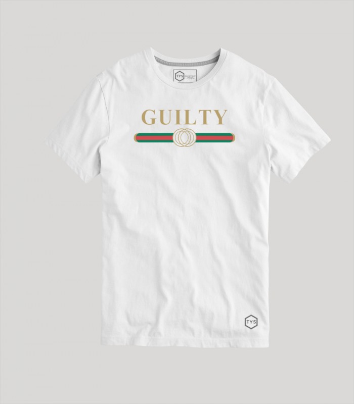 Camisetas TYS Fake Guilty Gucci Logo divertidas manga corta