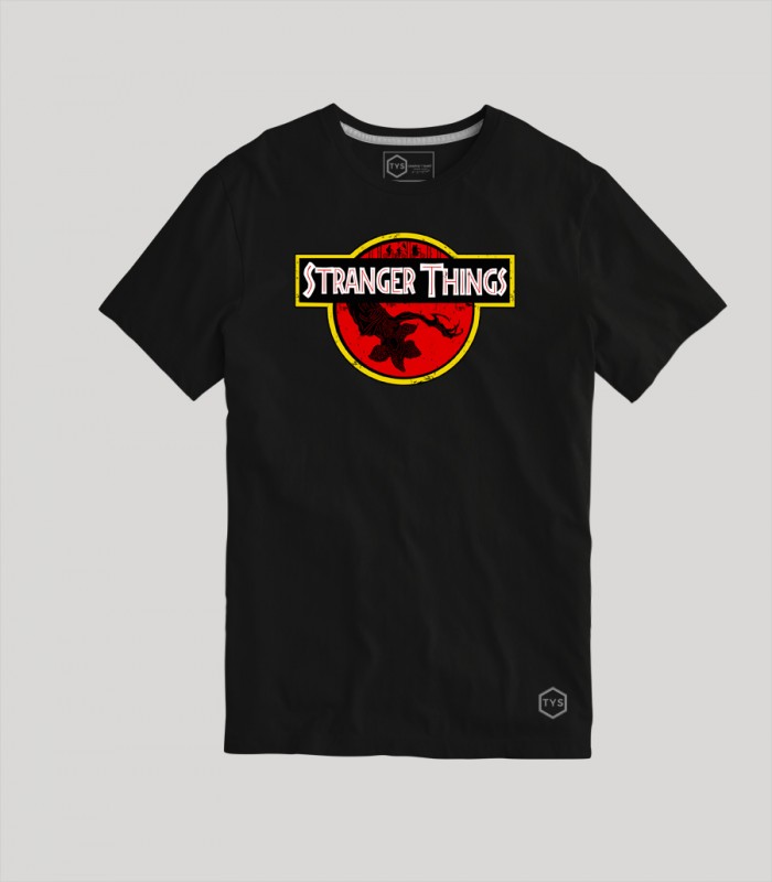 Camiseta TYS de Stranger Thing y Parque Jurásico Jurassic Park Serie de TV Película
